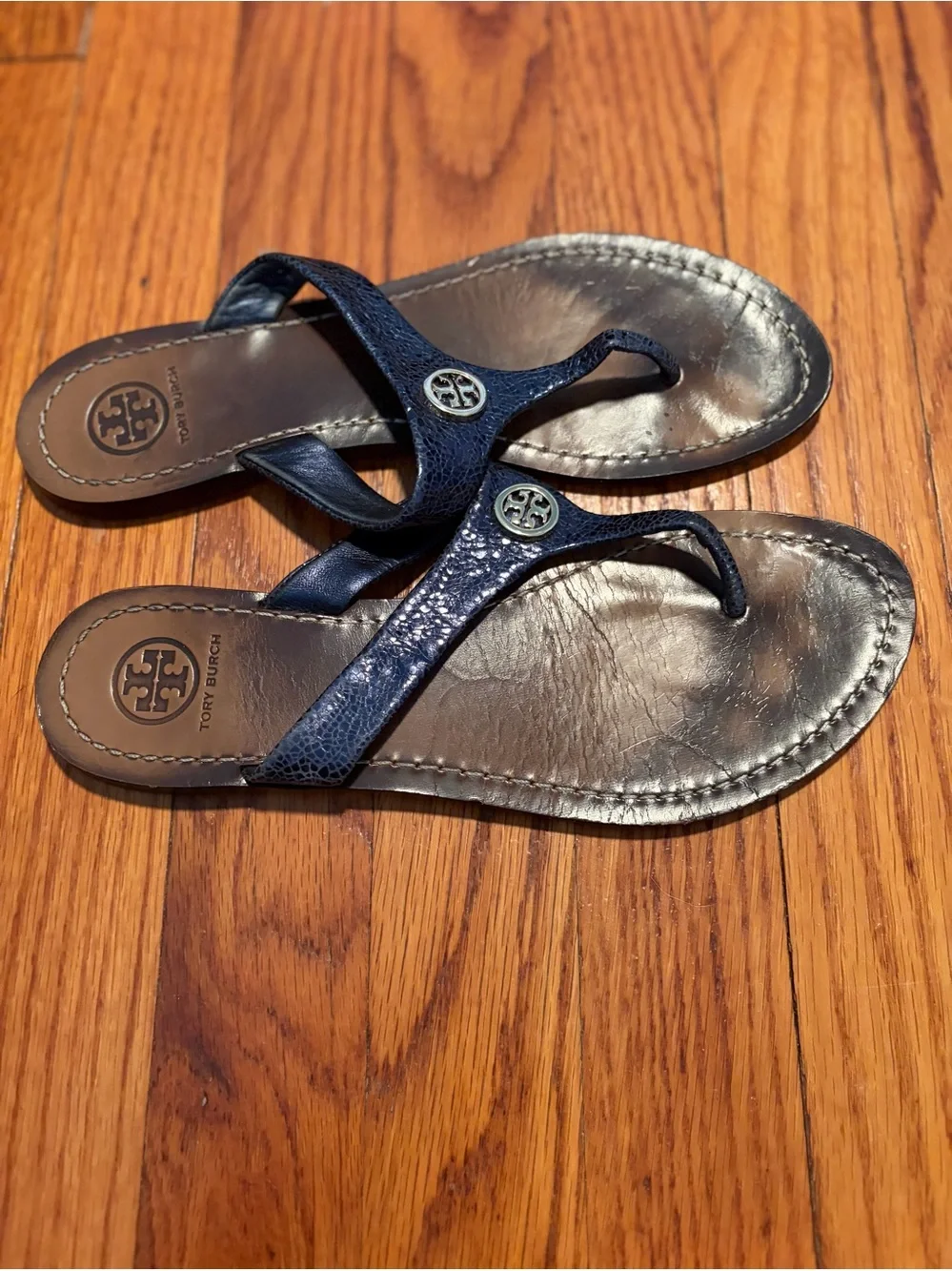 Tory Burch Navy Cameron leather sandals size 7.5